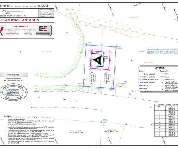 Cabinet de géomètre-expert au Pays Basque. Cédric Arrechea Agence Iparrorratz. Bornage de terrain, division parcellaire, levés topographiques et expertises foncières. Interventions à Anglet, Bayonne, Biarritz, Saint-Jean-Pied-de-Port et dans tout le Pays Basque.