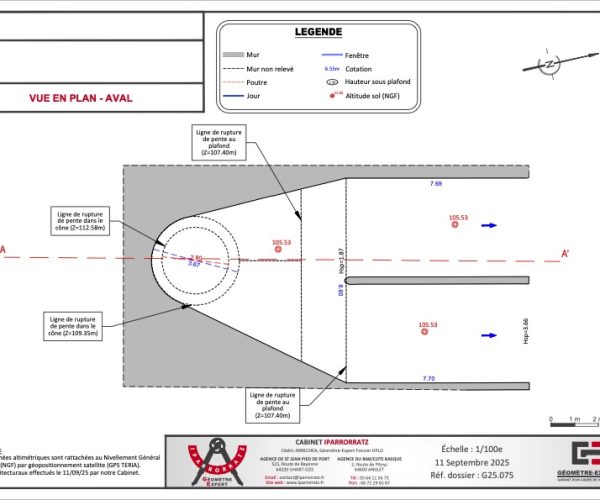 Ouvrage vue en plan aval turbine (usine hydroélectrique)